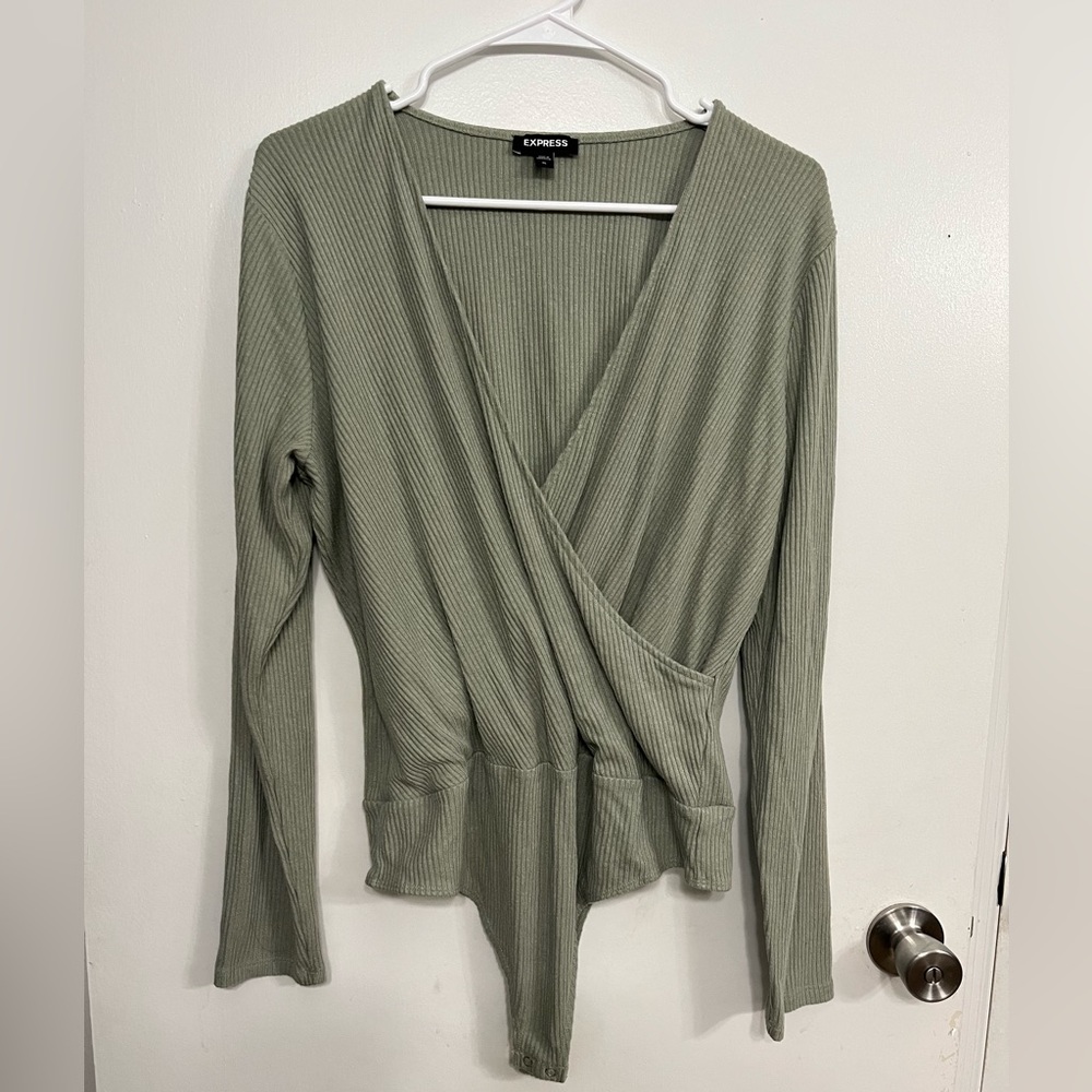 EXPRESS Ribbed Wrap Bodysuit, size XL